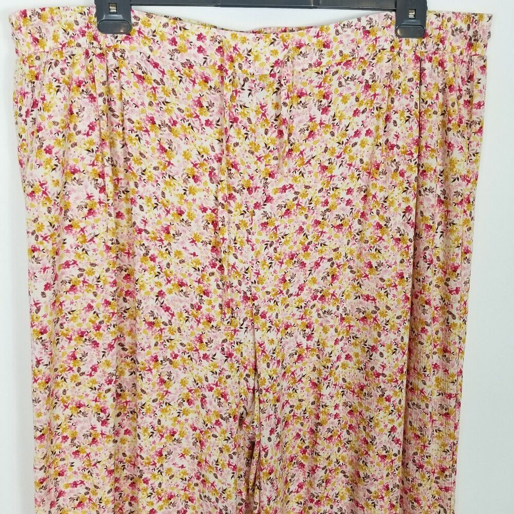 Talbots Women Pull-On Wide Leg Washable Gauze High Rise Pants Sz 4X Floral - Picture 2 of 6